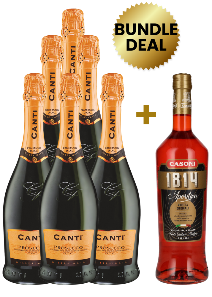 Buy 6 Canti Prosecco Doc Extra Dry Millesimato 75Cl, Get 1 Free Bottle Casoni 1814 L'Aperitivo 1L