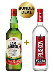 Buy 1 Bottle Sam Barton Whisky 1L, Get 1 Bottle Ruskov Vodka 1L Free