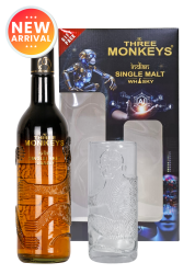 The Three Monkeys Indian Malt Whisky With Gift Pack 75Cl